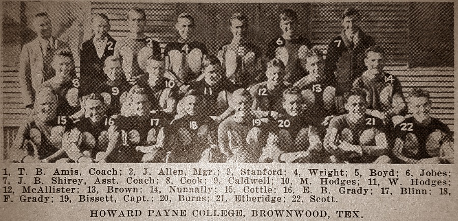 Howard Payne Football Team in 1925 Brownwood Texas